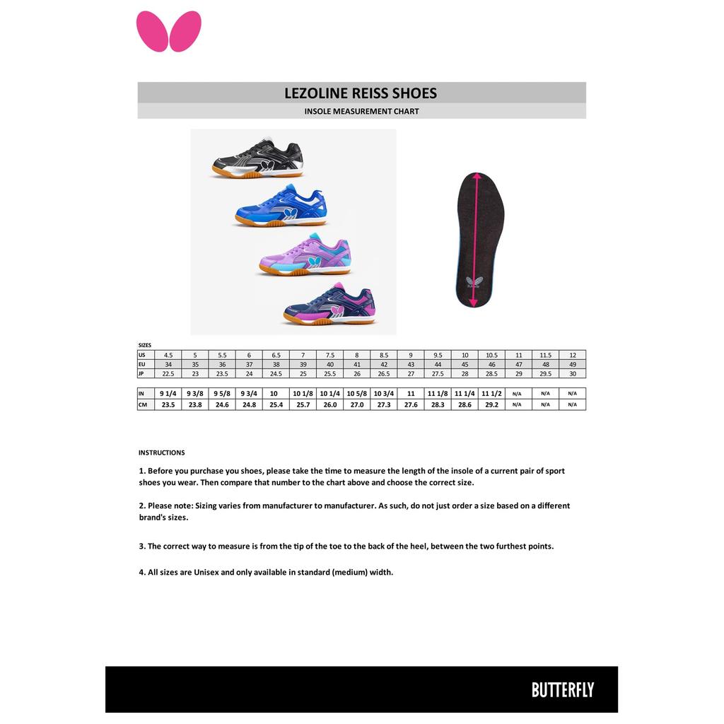 Butterfly Table Tennis Shoes Rezoline Race Table Tennis Shoes 93690 Navy 178 25.0