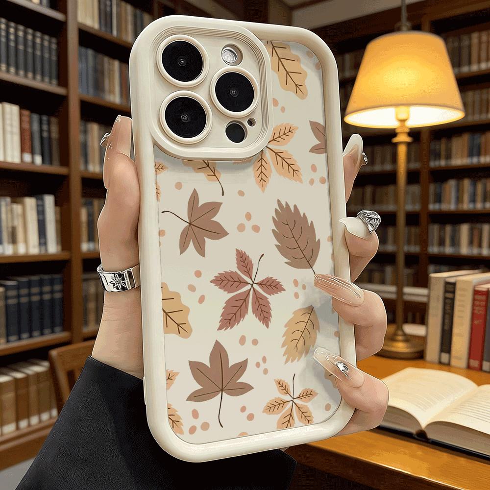 Autumn Leaf Pattern Phone Case for iPhone 17 16 15 14 13 12 11 Pro Max Plus Anti Scratch, Gel Flexible Protective
