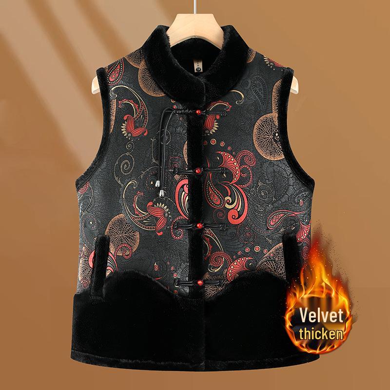 

Fleece-Lined Vest for Women: Warm Winter Fur Cape for Middle-Aged & Elderly Moms 5XL червоний