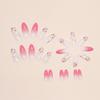 24pcs  Flower Almond Nail Pink Tender Gradient Floral Nail Art, Spring Romantic Fake Nail Product, Medium Long Wearing Nail