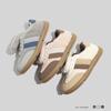 Belle round head velvet German training shoes ugly cute mango wide head thickened warm flip puff student board shoes