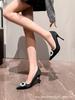 [Spot] Rhinestone high heels stiletto new spring and autumn black professional shoes temperament sexy celebrity pointed single shoes