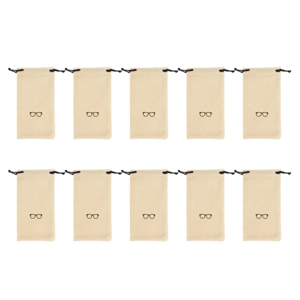 10 Pcs Soft Sunglasses Bag Drawstring Flocking Fabric Dust Proof Pouch Pocket Glasses Carry Bag Portable Eyewear Container