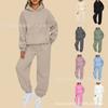 Womens Casual Sport Tracksuit Set Loose Fit Hoodie Jogger Pants Solid Color Winter Activewear