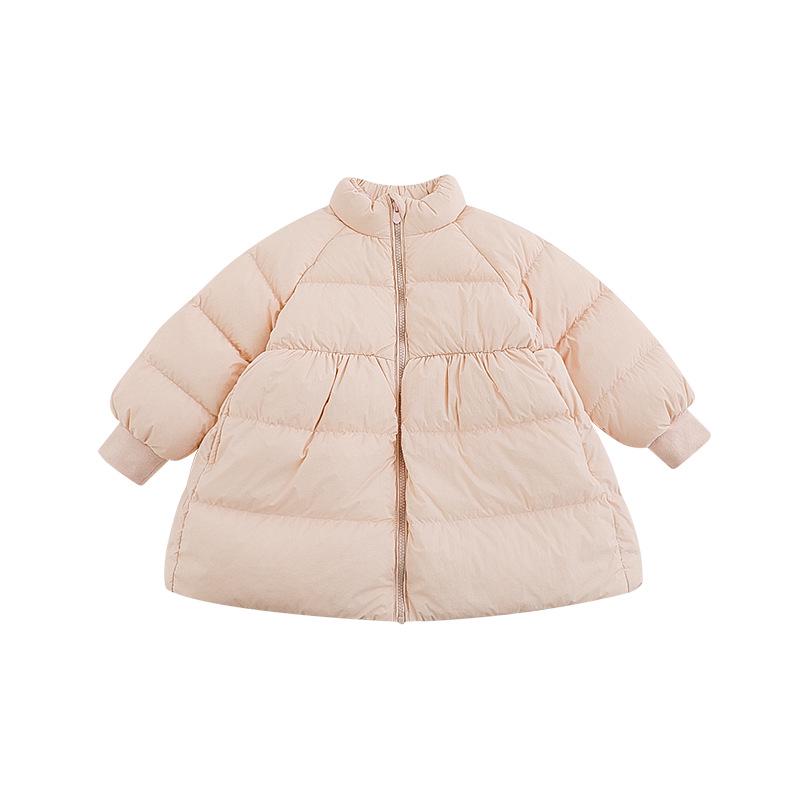Wulibu Girls' Stylish Mid-Length Down Jacket with Ribbed Cuffs - 2025 Winter Collection