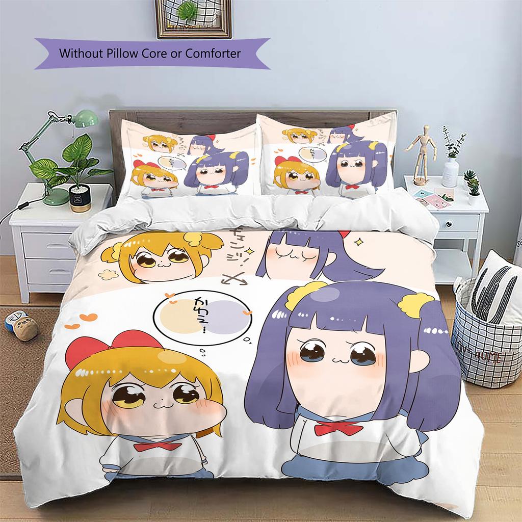 Pop & Pipi  Pattern Bedding Quilt Set  Home Decoration  Gift (1 * duvet cover + 2 * pillowcase  without core)