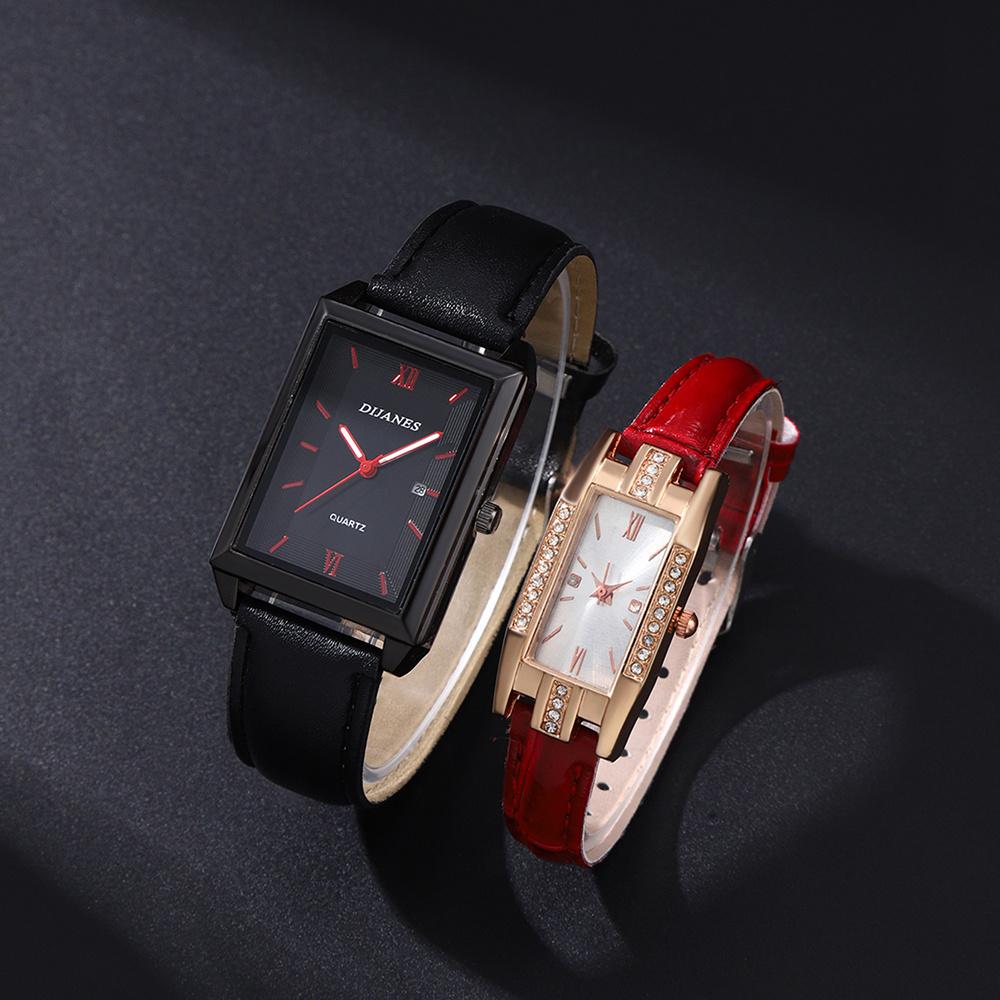 

2 шт./набор Элегантный набор часов для пары Дизайн с римскими цифрами Квадратный циферблат Простые часы | Для торжественного случая | Наборы аксессуаров | Подарок