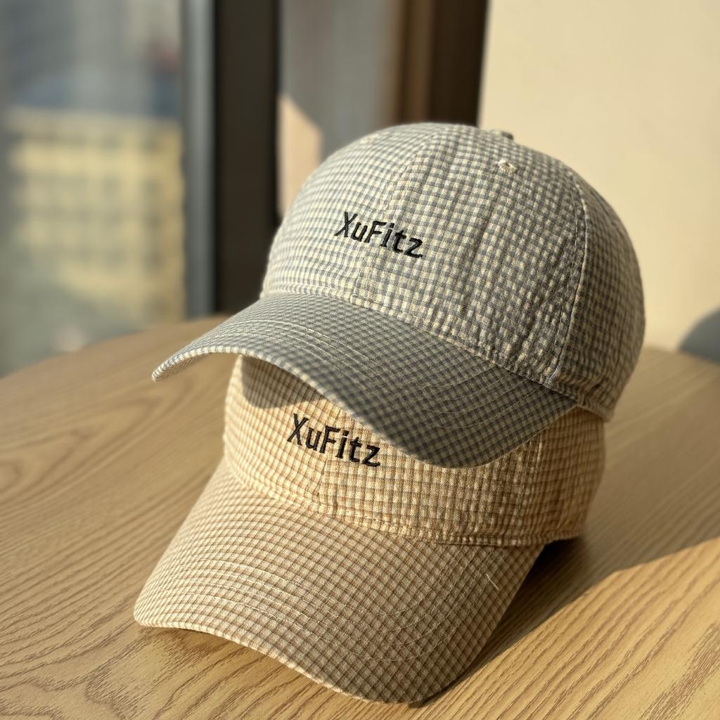 Spring and summer ins small fresh casual letter embroidered plaid soft top baseball cap men and women versatile face cap