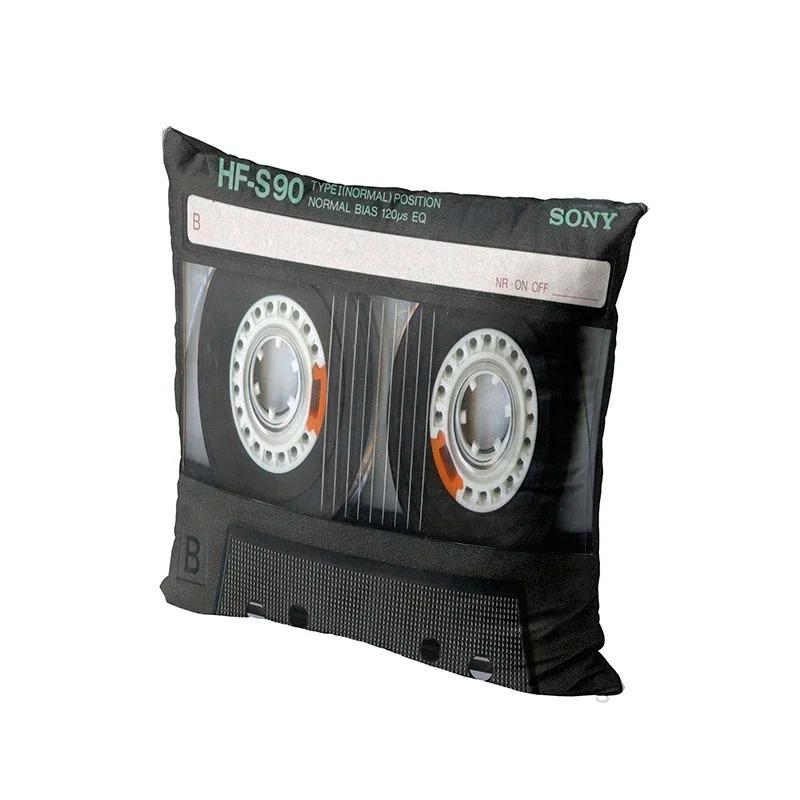 Home Decor Retro 90s Cassette Tape Pattern Pillow Covers Pattern Cushion Cover Suitable for Sofa Bedroom Car Pillow Cover