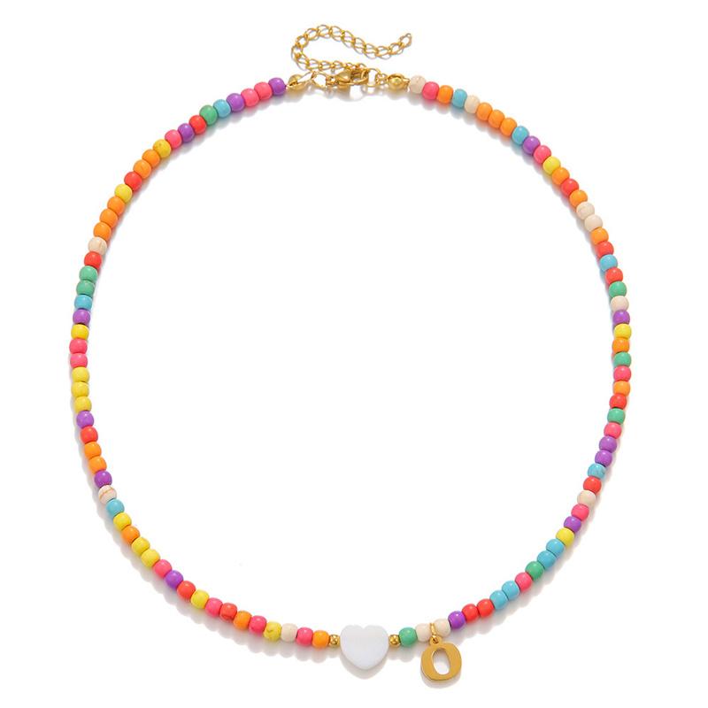 2026 New Colorful Beaded Initial Letter Necklaces for Girls Women Handmade Beads Choker Bohemian Necklace Jewelry Gift Wholesale