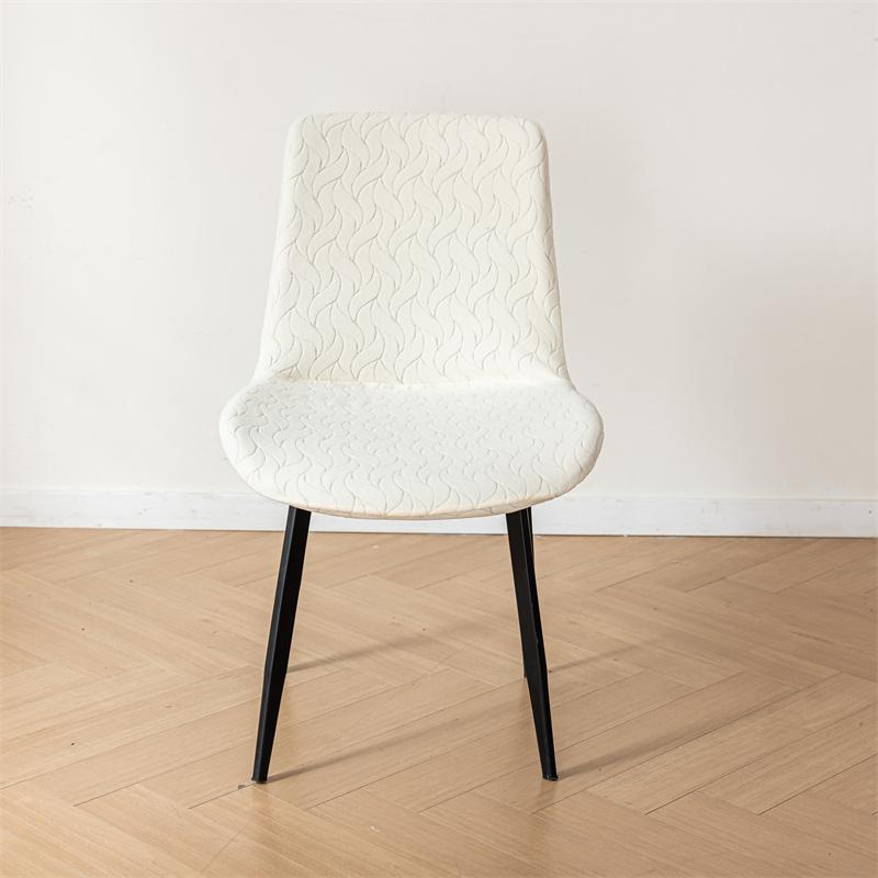 Jacquard Curved Chair Covers Solid Color Dining Chair Slipcover Four Season Dust-proof Protective Case for Home Wedding Decor