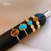 European and American Retro Geometric Oval Stone Tiger's Eye Stone Ring Index Finger Ring Personalized Jewelry