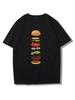 Cute Disassembled Hamburger Front Print Men Cotton Tshirt Loose ONeck Soft Comfort Breathable Foodie Graphic Tees
