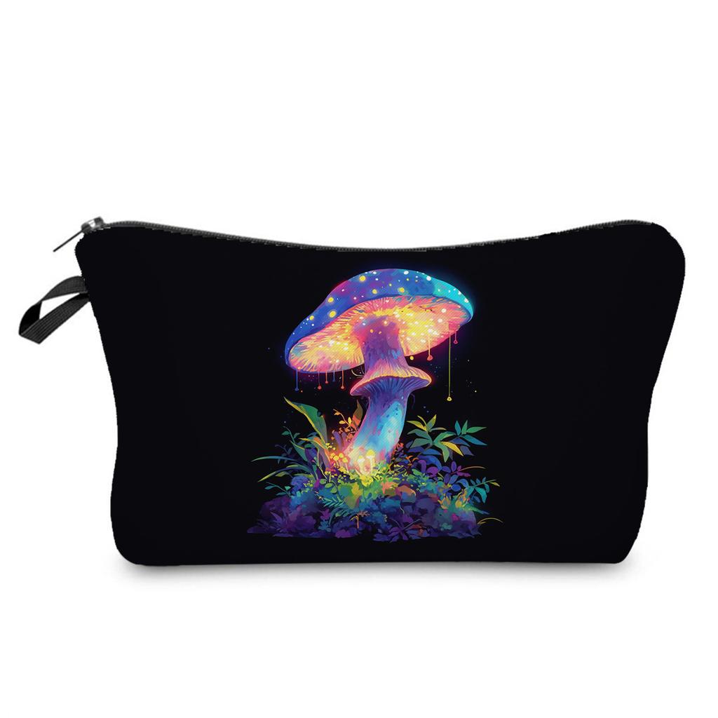 Women Mushroom Print Cosmetic Bag Toiletries Organize Travel Storage Case 6411 CLE