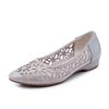 GKTINOO Spring Summer Hollow Genuine Leather Pumps Women Shoes Med Heels Square Heel Mesh Ladies Office Shoes Crystal