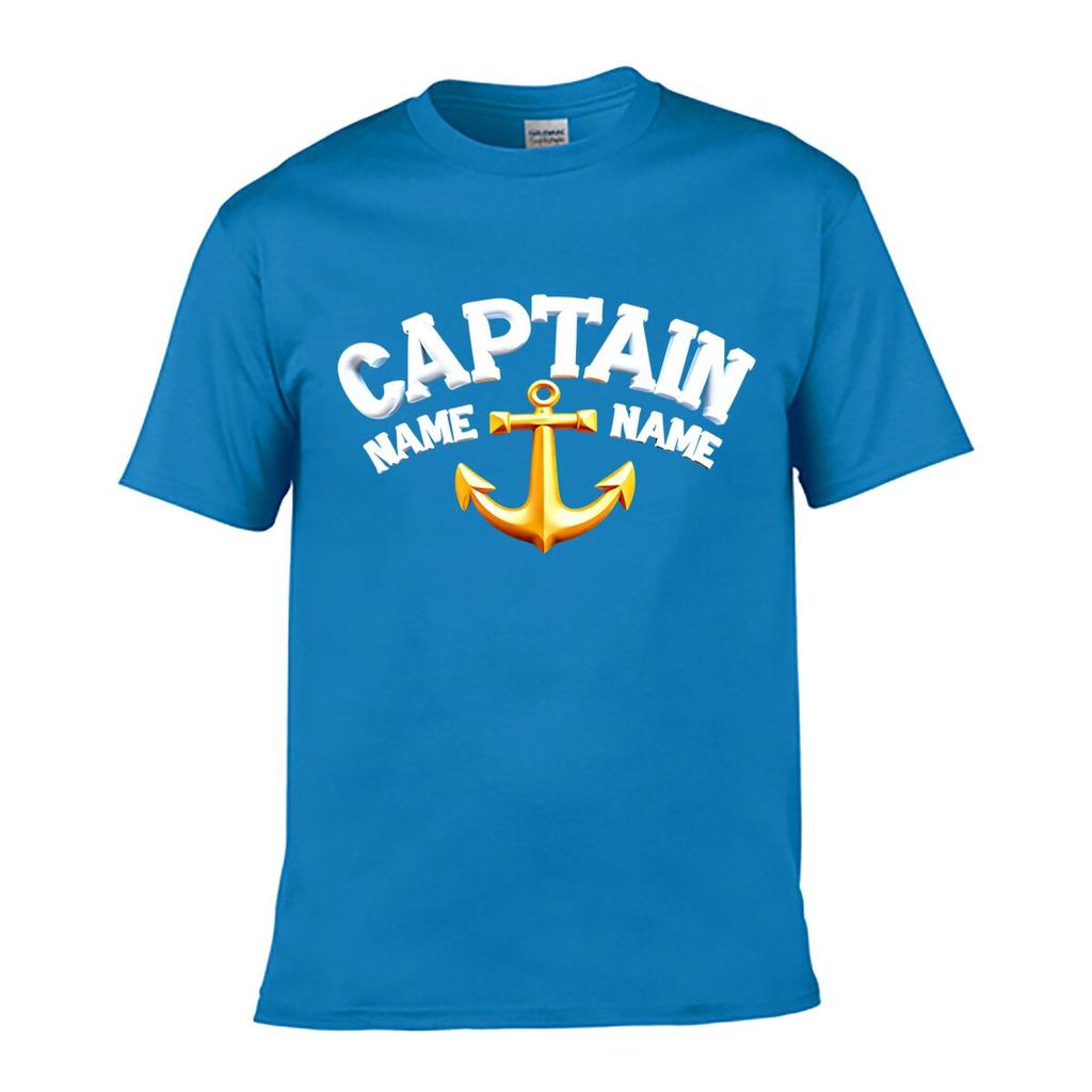 Captain Anchor Nautical Badge Street Distressed Washed Loose Simple Tee