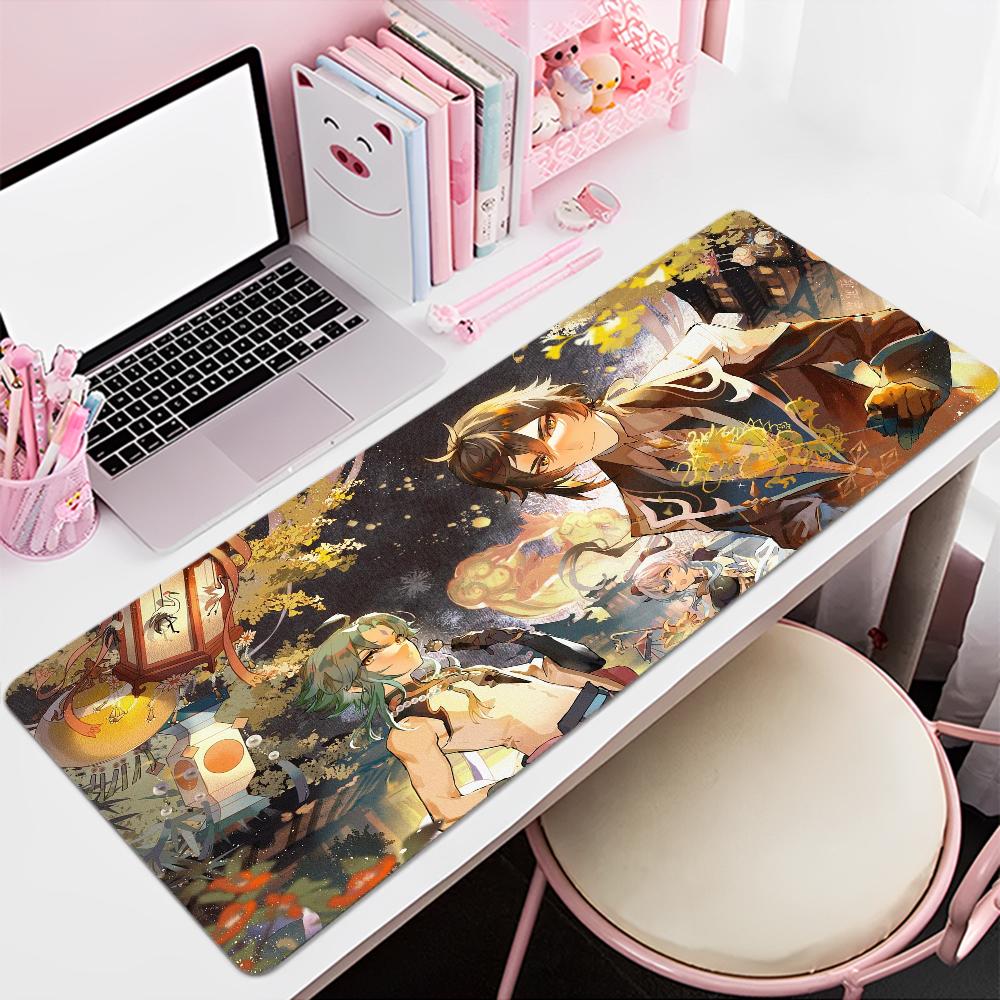 Zhongli Genshin Impact Mauspads Benutzerdefinierte Skins Cartoon Anime Gaming Mauspads Tastatur Mauspads Schreibtischmatten Zubehör Mädchen Schlafzimmer