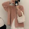 Women's Mid-Length V-Neck Mink Cashmere Cardigan Coat - Autumn/Winter