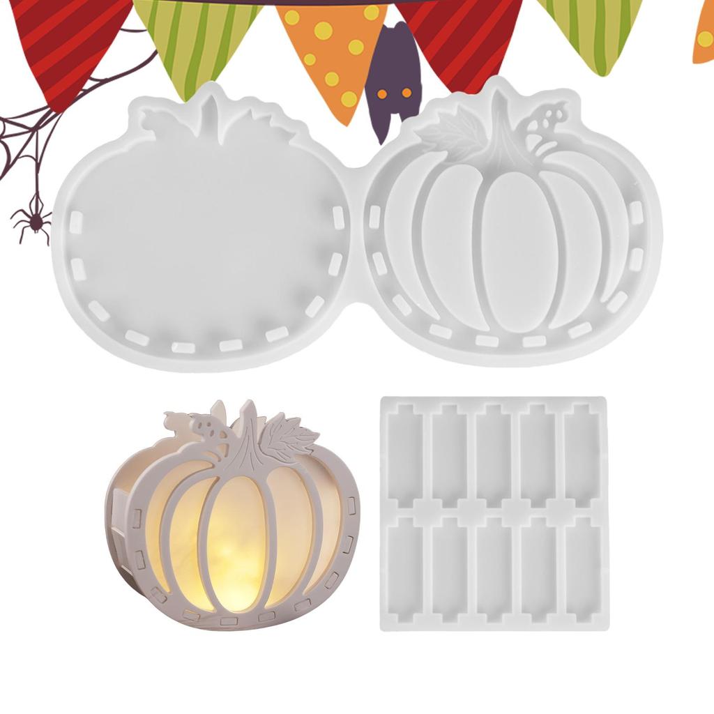 Pumpkin Resin Mold Holiday Storage Box Casting Moulds Silicone Candle Holder Mould For Halloween Plaster Cement Teens Home