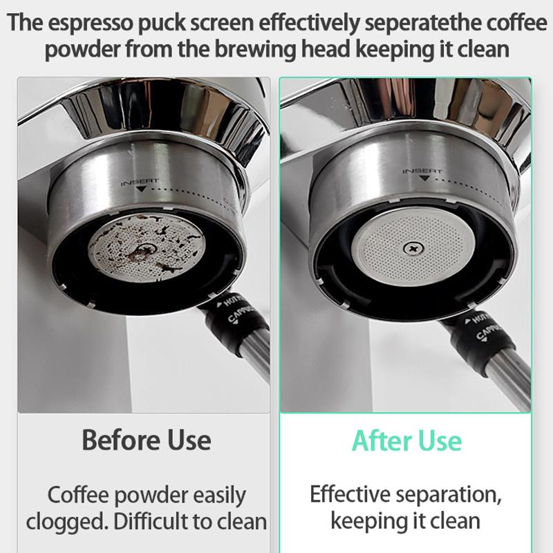 Displej na puk kávy Espresso Filtrační sítko na kávu Opakovaně použitelný displej na puk kávy Nerezová ocel 304 Filtrační sítko na kávu 51/54/58mm Jemné síto KFGL01