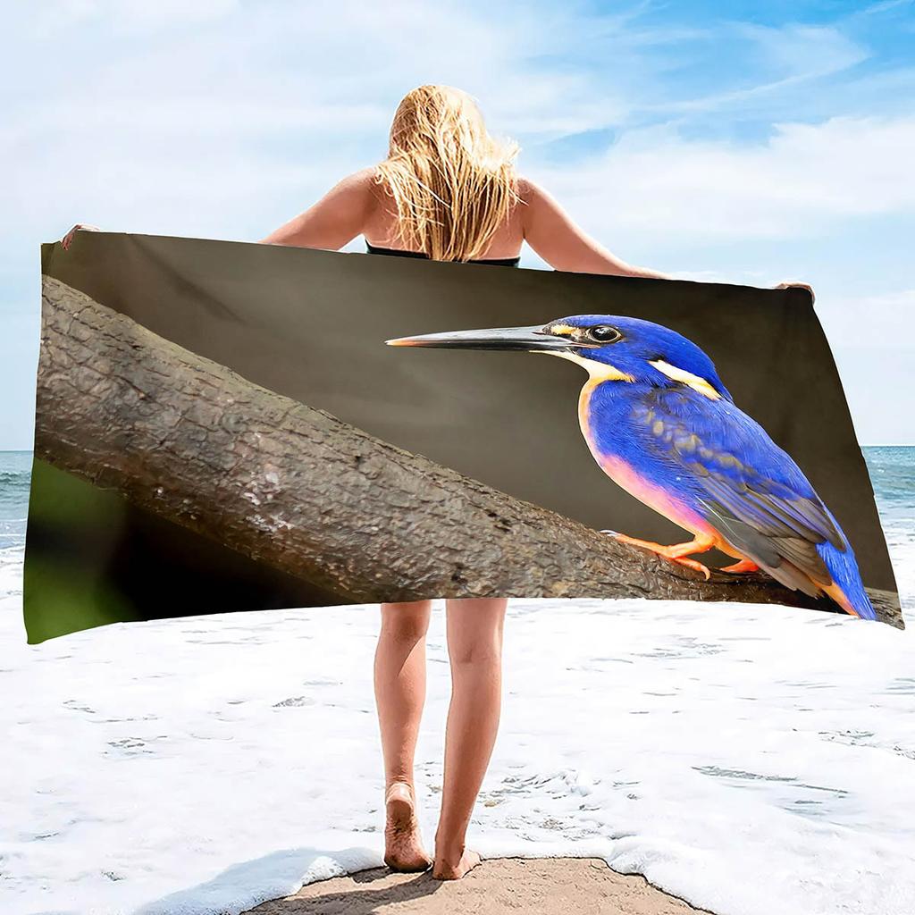 Bird Print Pattern Series Seaside Vacation Beach Towel Swimming Bath Towel Sports Towel
