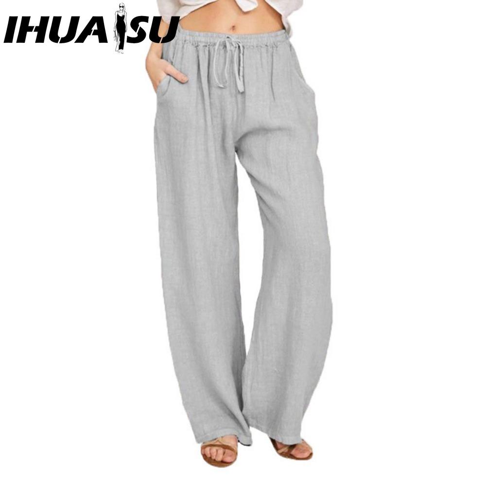 IHUASU 10Color Women's Fashion Casual Solid Color Print Pants & Capris