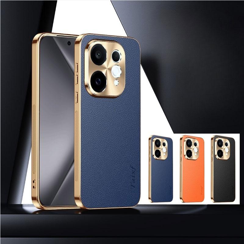 Case For VIVO V70 PU Leather Plating Shockproof Cover For VIVO V 70 Texture Lichee Pattern Lens Protection Shell Cases Bumper