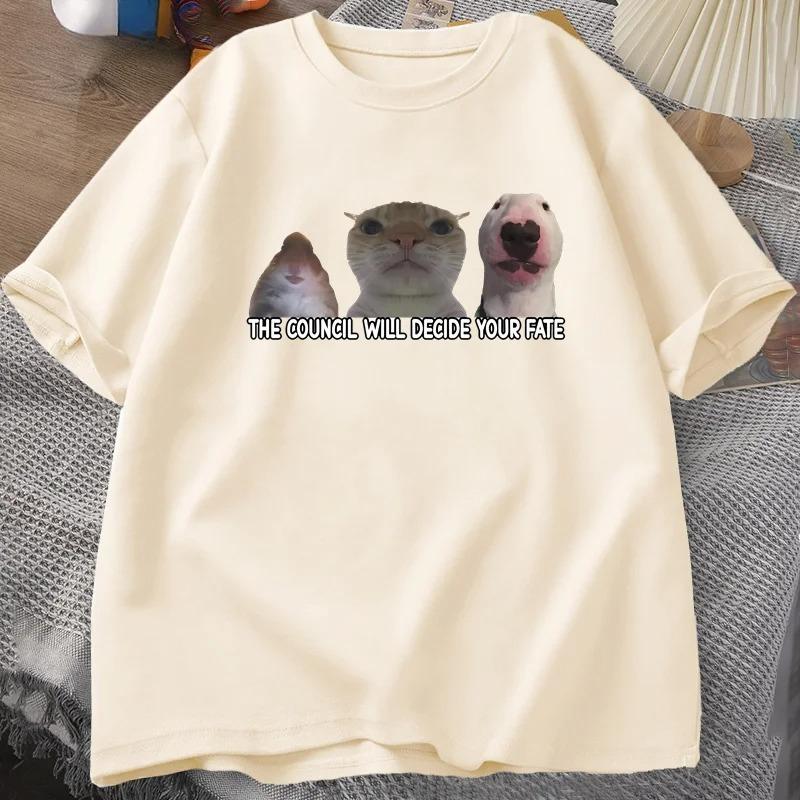 Funny Cat Meme Tee Shirt Graphic T Shirts Men Women Silly Animals Tshirt Oversized Designer Tees Unisex Streetwear