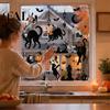Indoor Seasonal Glass Art 6 Sheets/Set Black Cat Window Stickers, Adhesive Free Static Clings, No Residue Holiday Decorations Halloween Bat