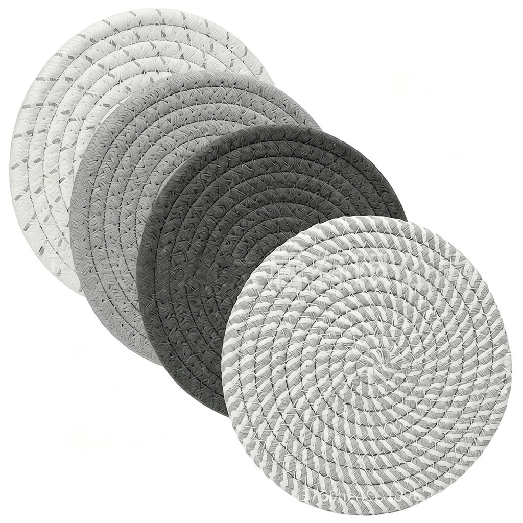 Rundes geflochtenes Set aus 4 Stück 11 cm Durchmesser Tisch für Tassen Becher Gläser Schalen Heimküchen Dekoration