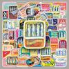 50 Hand-Painted Saury Stickers for Food, Graffiti, Refrigerator, and Phone Case Decoration - Waterproof and Creative.