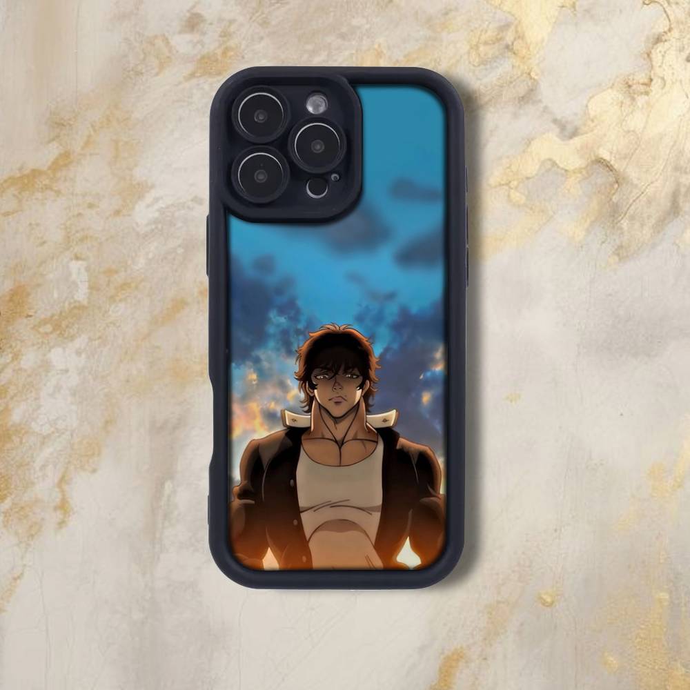 B-Baki Anime H-Hanma Phone Case For iPhone 17,16,15,14,13,12,Pro,Max,Plus,E,SE4,Air, emery Black Full Coverage TPU