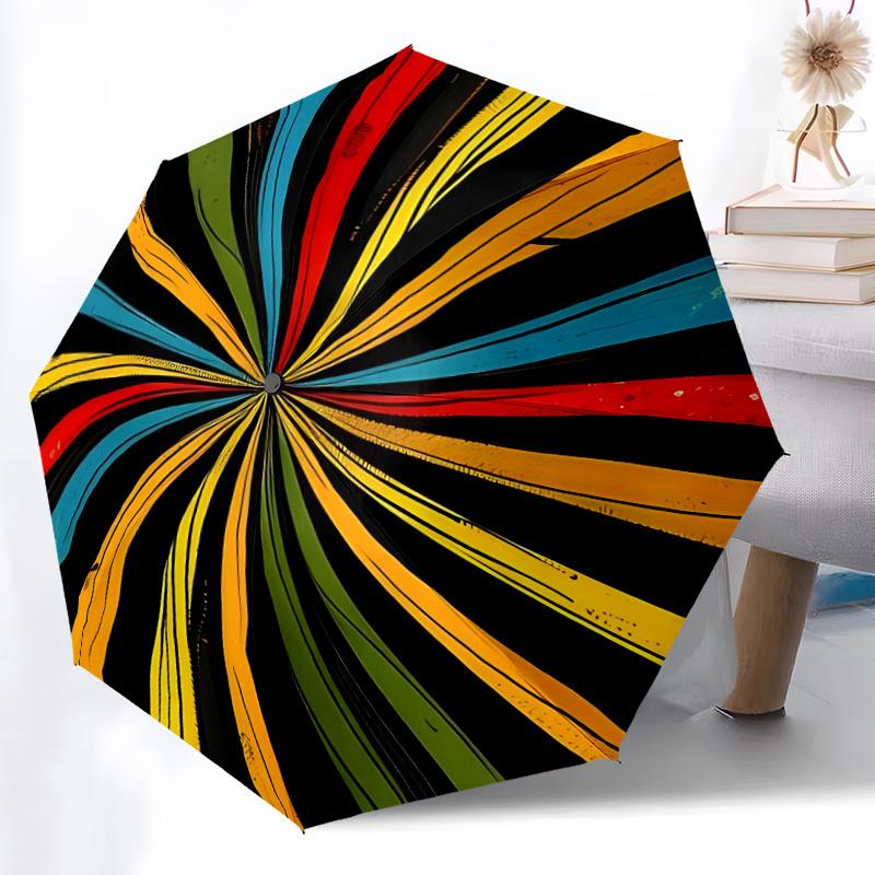 1pc Color Wheel Automatic Folding Umbrella - Design, Durable Iron Frame for Travel, Outdoor, Beach Fashion Accessory a0920017