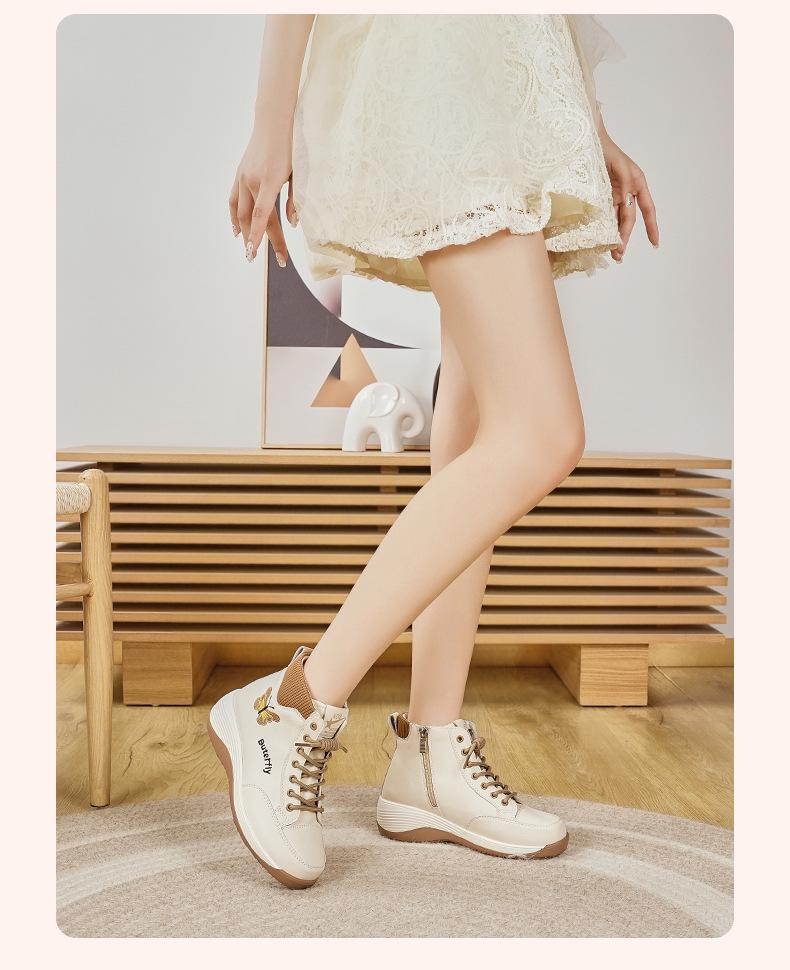 Herbst/Winter 2025 Damenmode Butterfly Wedge Stiefel - Dicke Sohle, Bequeme Passform