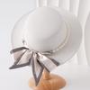 New French Light Luxury Pearl Bow Woolen Flat Top Top Hat Female British Celebrity Top Hat Hepburn Style