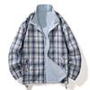 Spring and Autumn New Reflex Stand Collar Jacket for Men and Women Loose Outdoor Couples Wear Versatile Long-Sleeved Plaid Jackets for Men