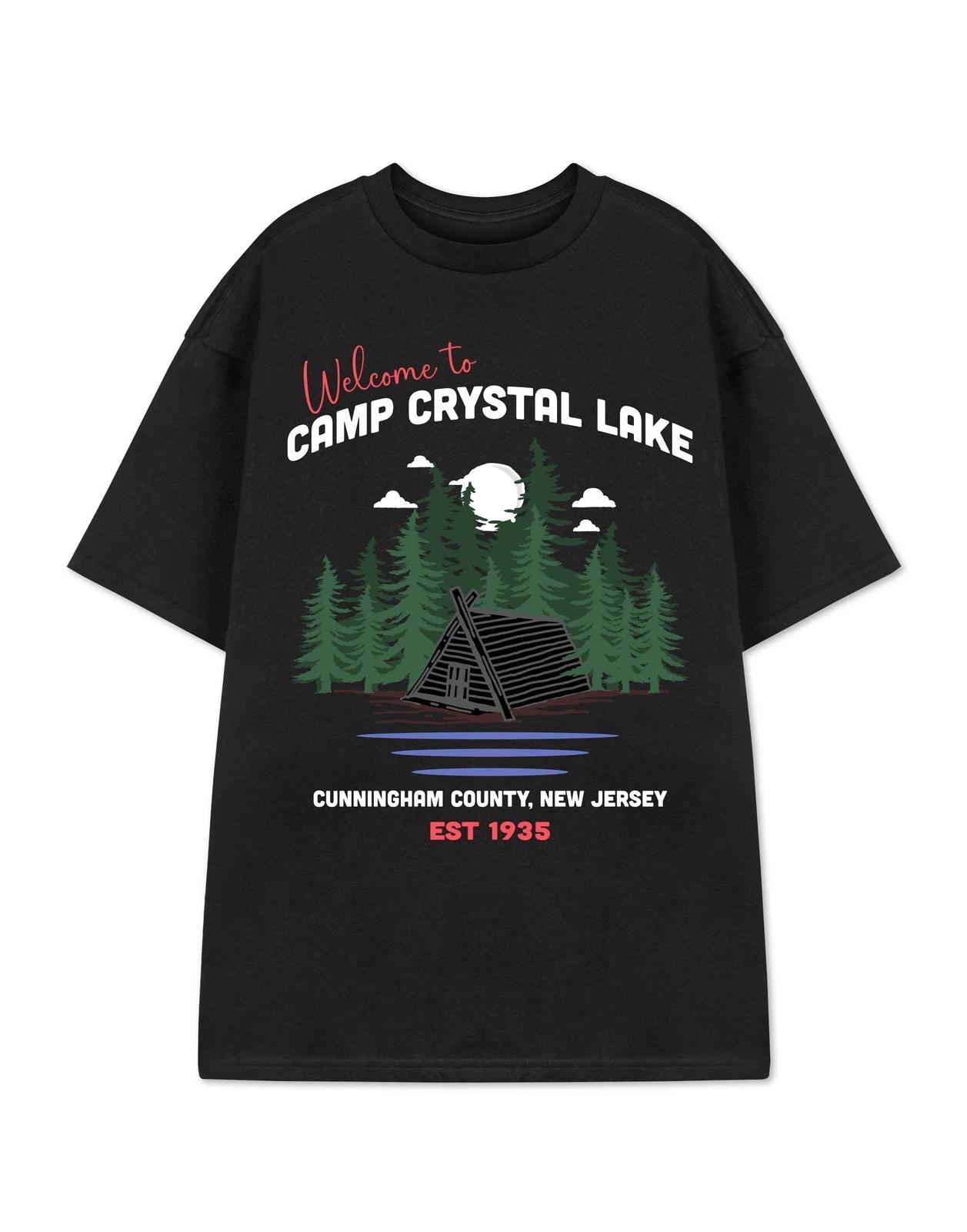 

Show Me The Merch Black Camp Crystal Lake Short Sleeved 100% Cotton T-shirt Mens Tees Top Unisex S