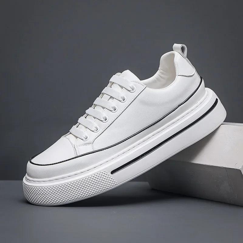 Fashion Spring Autumn Cowhide Platform Sneakers Men Designer Soft-soled Light Men's Board Shoes Fashion Luxury Sports Zapatos De Hombre