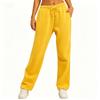 Women's Mid Waist Straight Sweatpants Loose Fit Drawstring Casual Wide Leg Trousers With Side Pockets