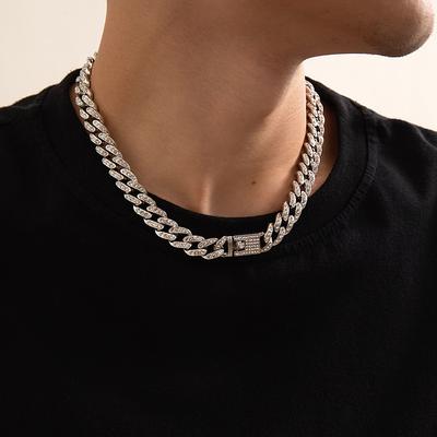 Hip Hop Voll Diamant Kubanische Kette Punk Halskette Dicke Kette Halskette Nischen Halskette