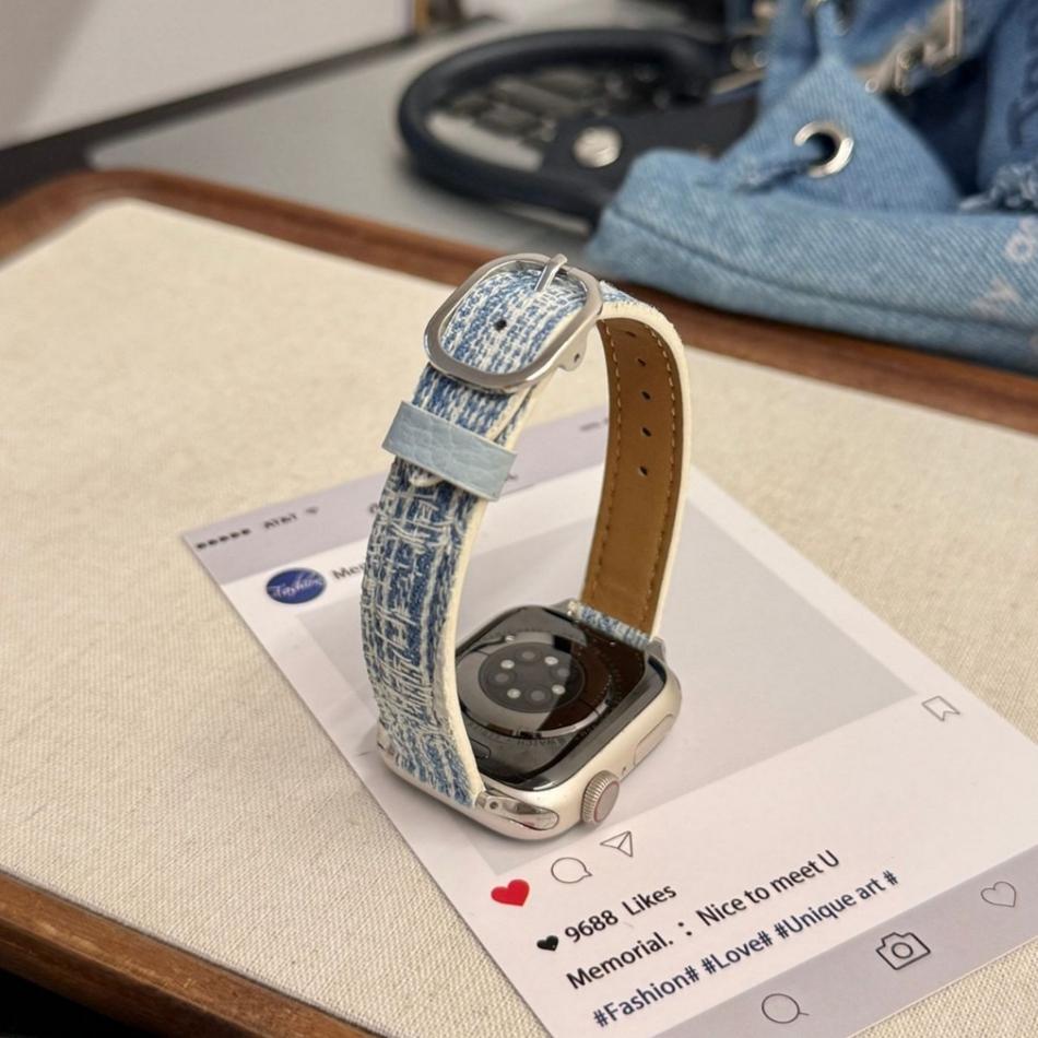 Square Metal Buckle Denim Leather Bracelet For Apple Watch Band Series 11/10/9/8/7/Ultra iWatch Strap 49/46/45/44/42/41/40/38mm