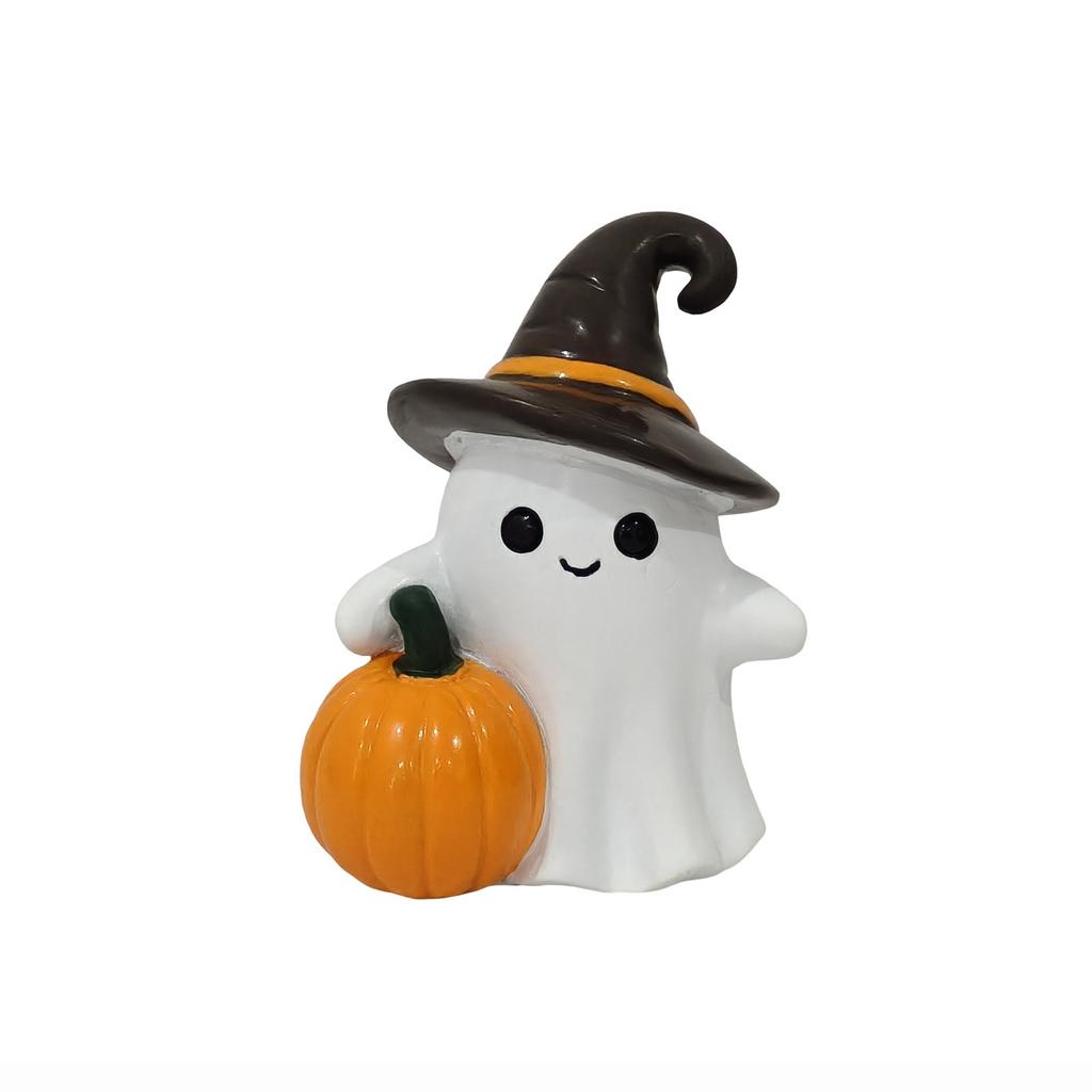 Halloween Hugging Pumpkin Resin Figurine - Cute Home Decoration for Mantel Shelf