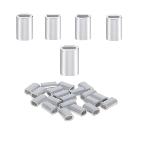 [Set of 100/1mm] Aluminum Wire Rope Sleeves, Aluminum Oval Sleeves, Aluminum Clamp Tubes, Aluminum Crimp Loops, Cable Crimping, Aluminum, for Crimping