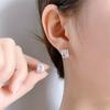 Delicate Women Stud Earrings Rectangle Shiny Cubic Zircon  Sterling Silver Earring for Party Present Female Fashion