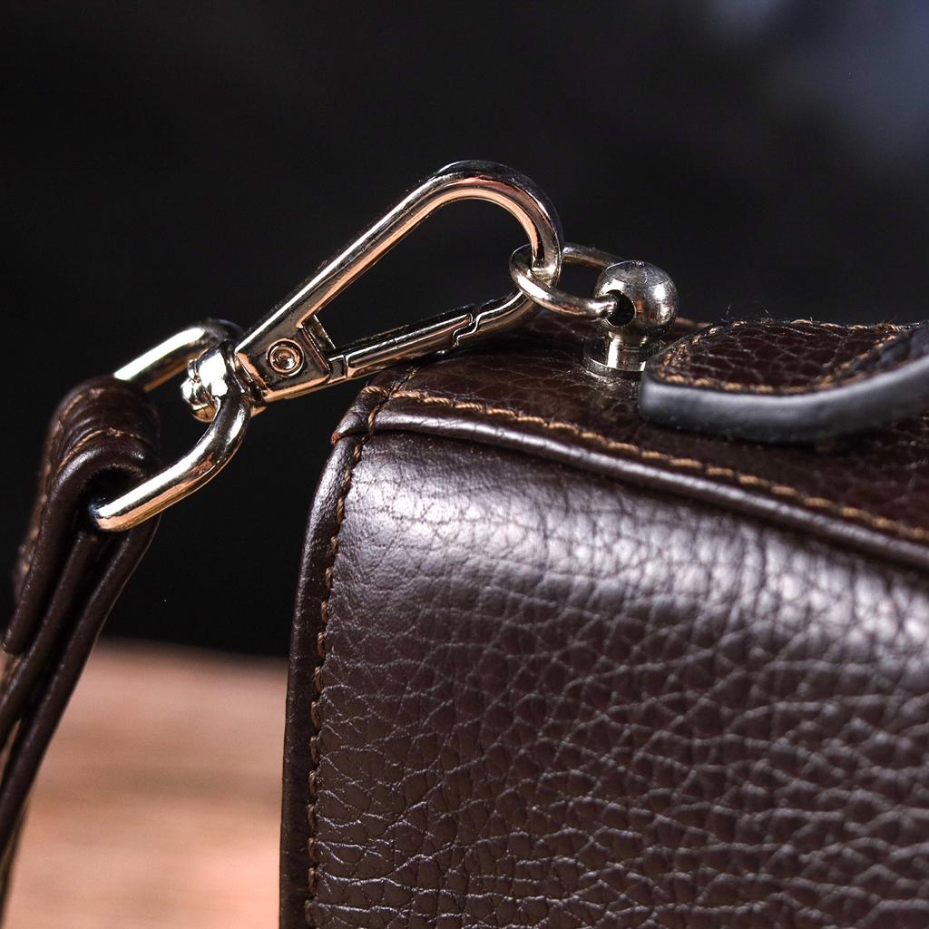 Spacious Men's Purse with Two Compartments Made of Genuine Grained Leather CANPELLINI 21569 Brown