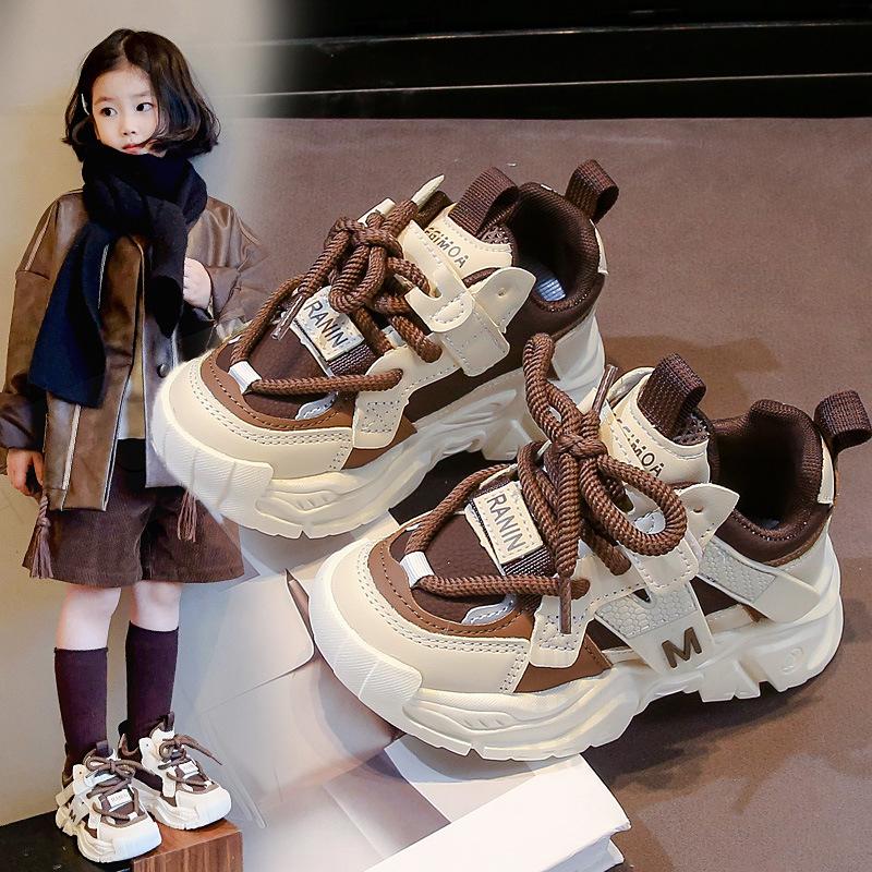 Children's Sports Shoes 2025 New Spring and Autumn Girls Shoes Soft Sole Light Winter Velvet Boys Dad Shoes