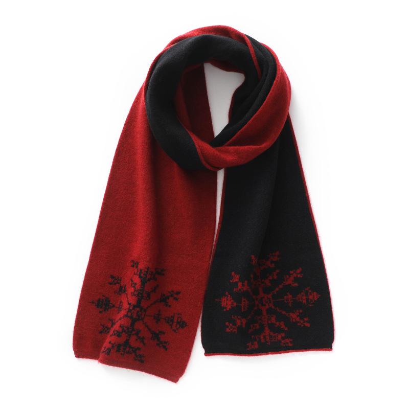 

Унисекс кашемировый шарф: Красный цветной свитер с вязаным узором «снежинка», теплый, толстый, шерстяной, для зимы 160*60