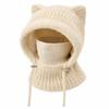 Windproof Hooded Scarf Hat Thickened Mask Neck Warmer Japanese Style Cap Cat Ears Beanie  Travel