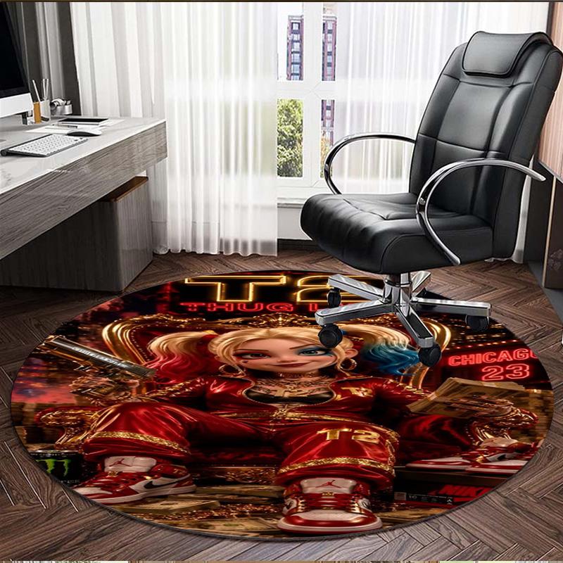 Harley Quinn Joker Print Round Rug, Washable Floor Carpet, For Entryway Dorm Laundry Room Office Study, Home Decor Birthday Christmas Gift