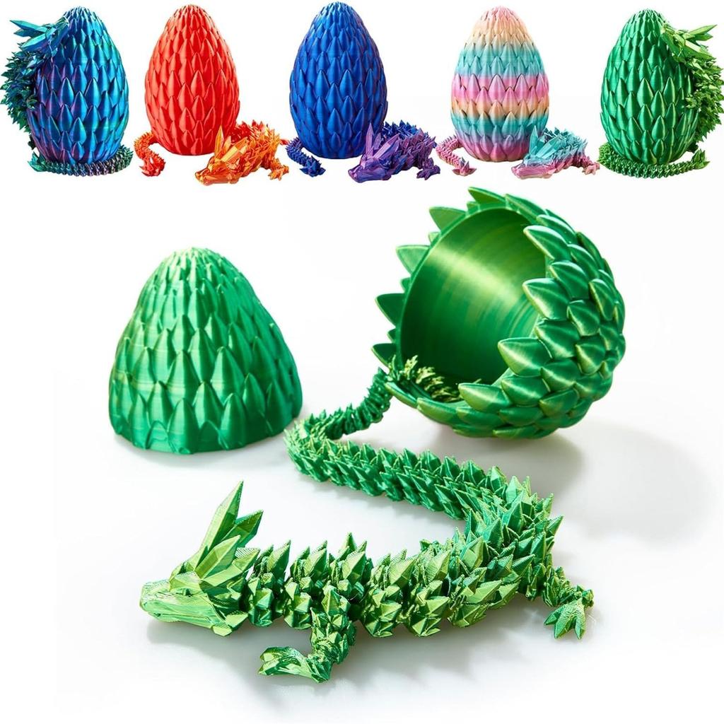 Egg and Figurine Set Handcrafted Collectible with Unique Color Shifting Scales